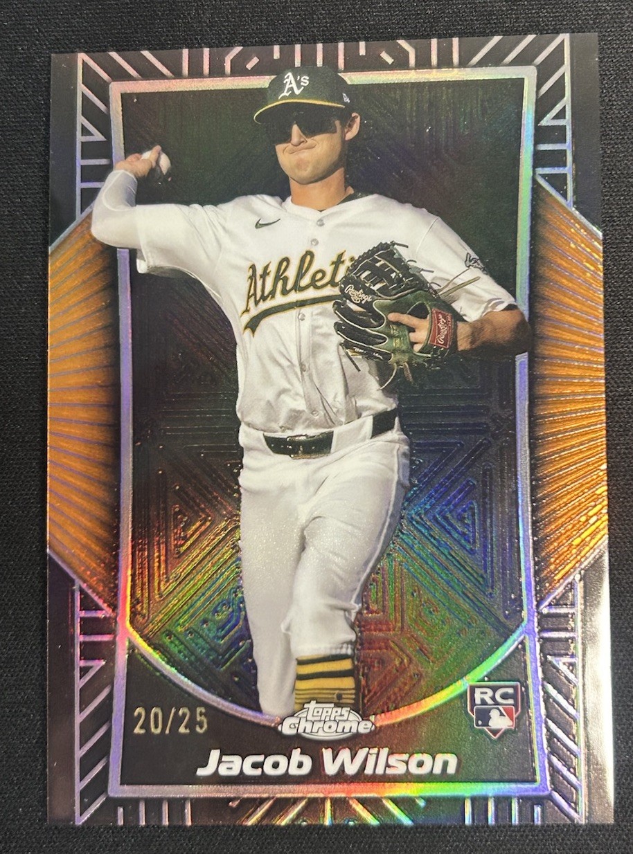 2025 Topps Chrome Jacob Wilson Shadow Etch RC Orange Refractor #/25 Athletics