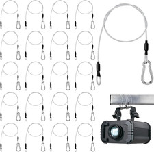 20 Pack Safety Cables 2Ft Stainless Steel Stage Lights Carabiner Lock Security