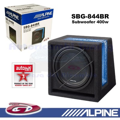 Alpine SBG-844BR 20cm Gehäuse Subwoofer 200mm Bass 1x4 Ohm Plexiglas Beleuchtung