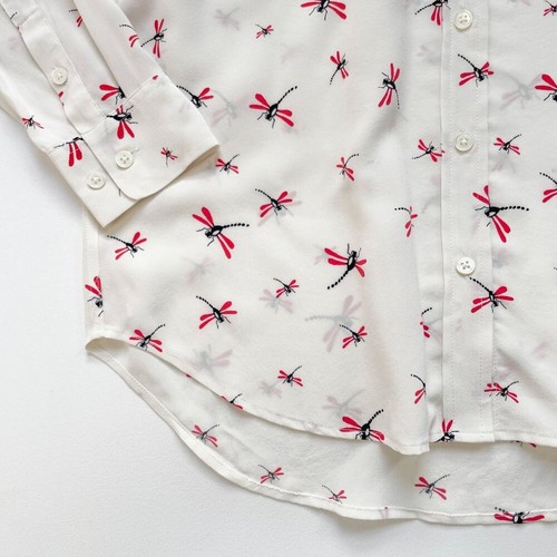 Equipment Signature Silk Blouse Nature White Multi Dragonfly Print Size Small NE - Picture 4 of 9