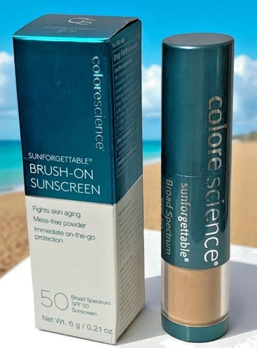 COLORESCIENCE SUNFORGETTABLE BRUSH-ON SUNSCREEN SPF 50 MEDIUM 0.21oz NEW IN BOX