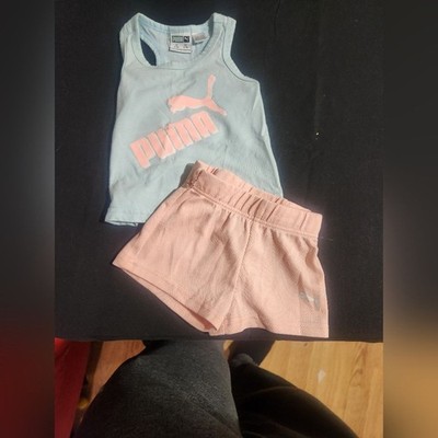 Puma Sky Blue Top and Soft Pink Shorts 0-3months Size