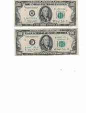 2 1950-E $100 FRN Notes from New York  and Chicago short run in F/VF condition
