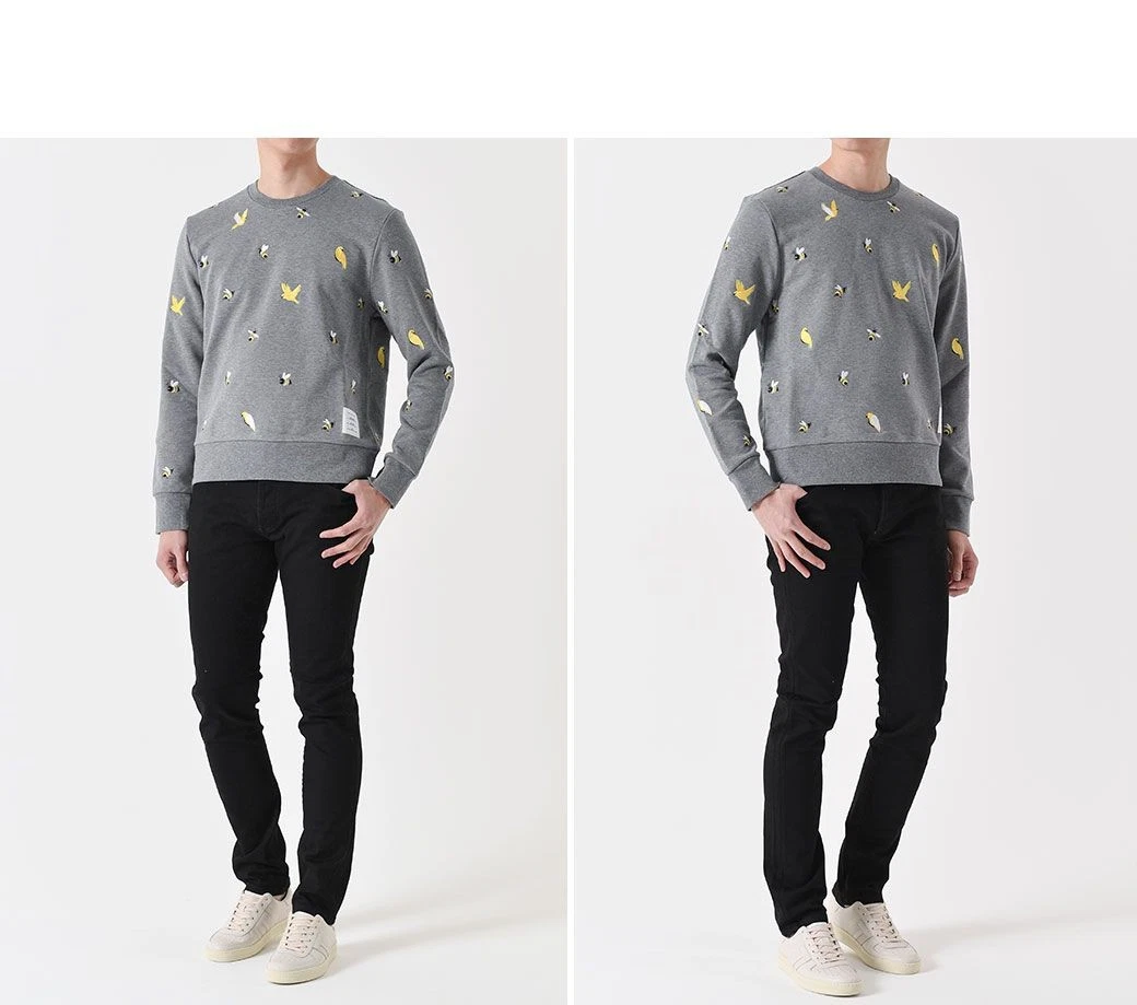 Felpa Thom Browne Uccellino e Ape Grigio MJT367E 46015488