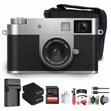 FUJIFILM X half Digital Camera Silver , SOFT CASE-SMALL, USB Card Reader,Bundle