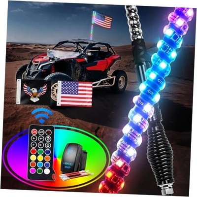 1PC 3FT LED Whip Light with Spring Base 3ft 1Pc Remote Control W/ Spring Base