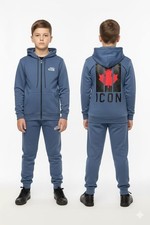 Boys ICON Tracksuit Set Full Zip Hoodie & Joggers Canada Maple Leaf Size 4y-14y
