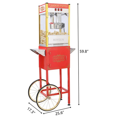 Popcorn Popper Machine 8 Oz Countertop Popcorn Maker 850W 32 Cups with Cart - Picture 3 of 8