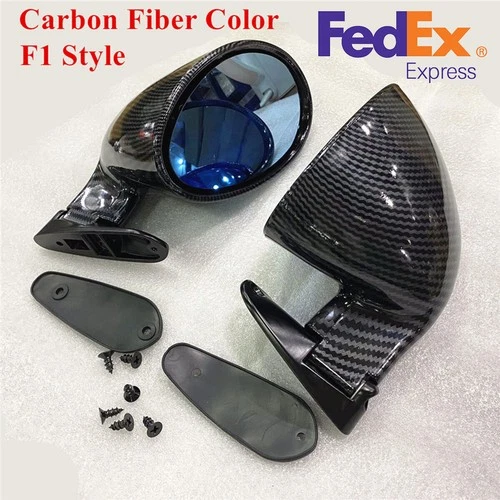 Pair L&R Universal Racing Car Side Wing Mirrors F1 Style Carbon Fiber Color USA
