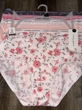 Laura Ashley Womens Brief Underwear Panties Floral 5-Pair Polyester Blend A L
