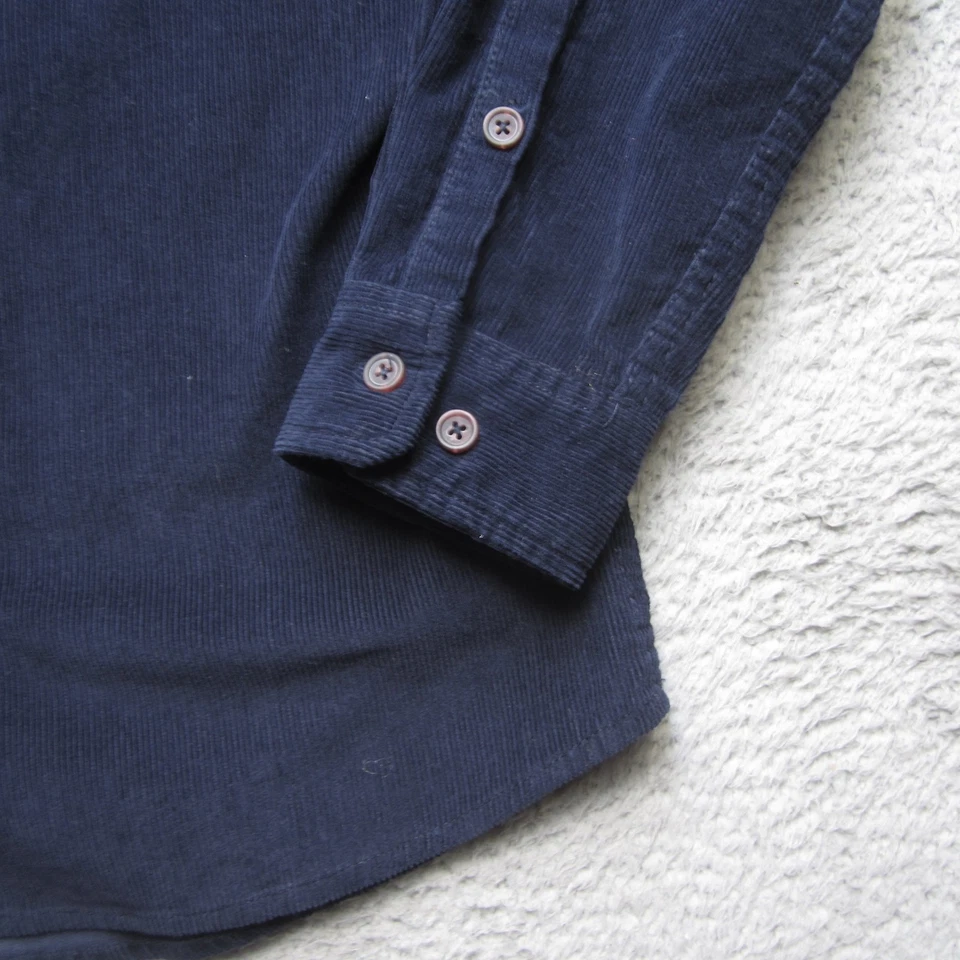 Line of Trade Shirt Mens Large Navy Blue Corduroy Button Up Workwear Casual - Image 3 of 4