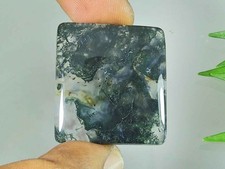 55Cts. Natural Green Moss Agate Octagon Cabochon Loose Gemstone 30X32MM j351