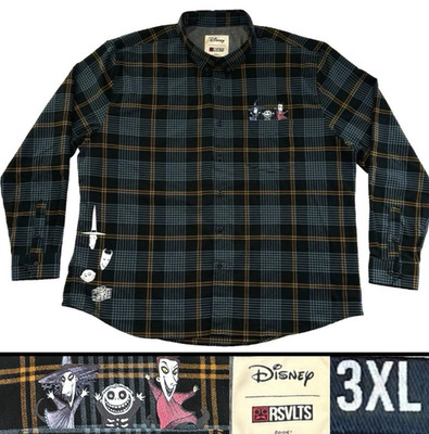 Disney Rsvlts Nightmare Before Christmas Plaid Flannel Shirt Men 3XL Blk Multi