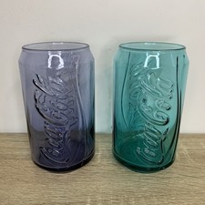 2 x McDonald’s Coca Cola Can Shaped Glasses - Purple & Blue