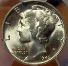 Silver Gem Brilliant Uncirculated 1945 Mercury Dime PCGS MS 65 Exact Coin