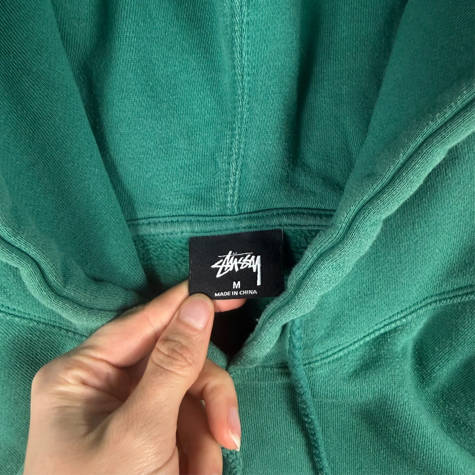 Vintage Stussy International World Wide Tribe Green Heavyweight Medium Hoodie image 5