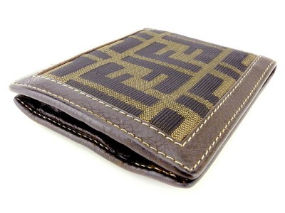 小物 FENDI BI-FOLD COIN WALLET FENDI Bifold Wallet Beige black brown Women 7M0001 Authentic