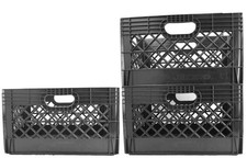 24 Quart 3-Pack Heavy Duty Plastic Crate Stackable Multi-Purpose Storage Bi...