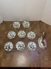 Vtg French Provincial Bathroom Knobs & Escutcheons Set 6 + Robe Hook - READ