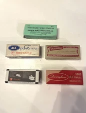 Lot of 5 Vintage Boxes Wire Staples Hotchkiss Ace Swingline Standard