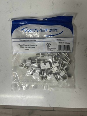 WAVENET F-Type Snap-In Keystone 3GHz Nickel Plated X2 FTK-3GHZGP-WH 25pk