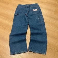 Vintage Y2K Jnco LIKE Custom Japanese Dragon Baggy Denim Pants 34x30