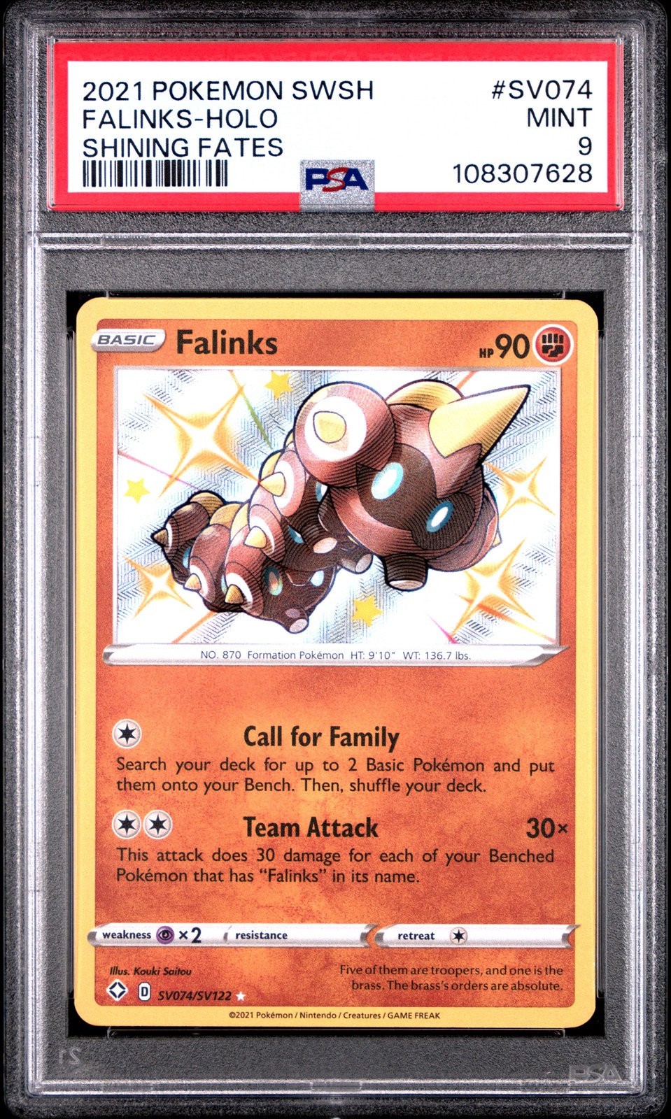 2021 POKEMON SWORD & SHIELD SHINING FATES #SV074 FALINKS-HOLO PSA 9