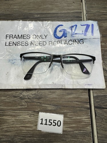 RAY BAN RB 6335 2503 56-17-145 MATTE BLACK HALF RIMLESS EYEGLASSES OP12