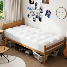 ELEMUSE Cooling Twin XL Mattress Topper for College Dorm, XL, White 