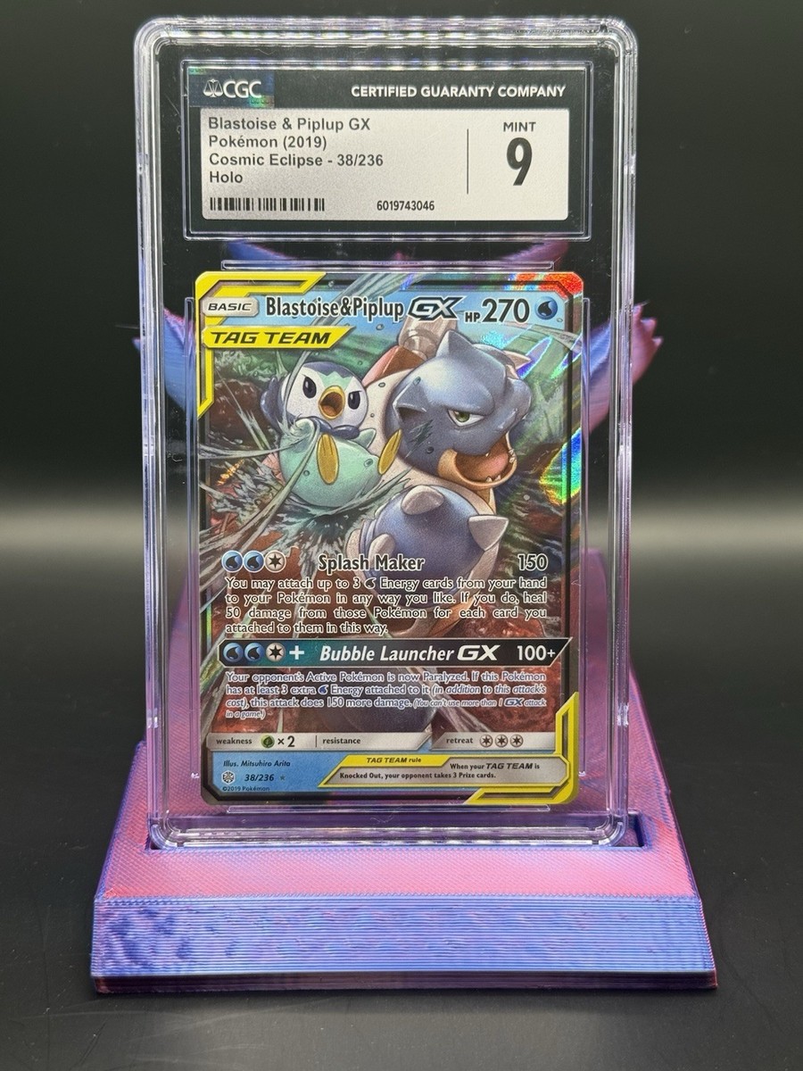 Blastoise & Piplup GX 38/236 CGC 9 Mint Cosmic Eclipse Tag Team