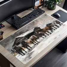 1pc Large Mouse Pad with Horse  Barn Scene Design - Non-Slip Rubber Base, Dura