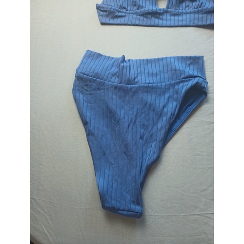 Aerie High Waisted High Cut Cheeky Bikini 2 Piece Size Small Ribbed - Picture 6 of 8