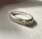 Vintage Sterling Silver Two Tone 18k 925 Stamp Topaz Gemstone Ring Size 5.75