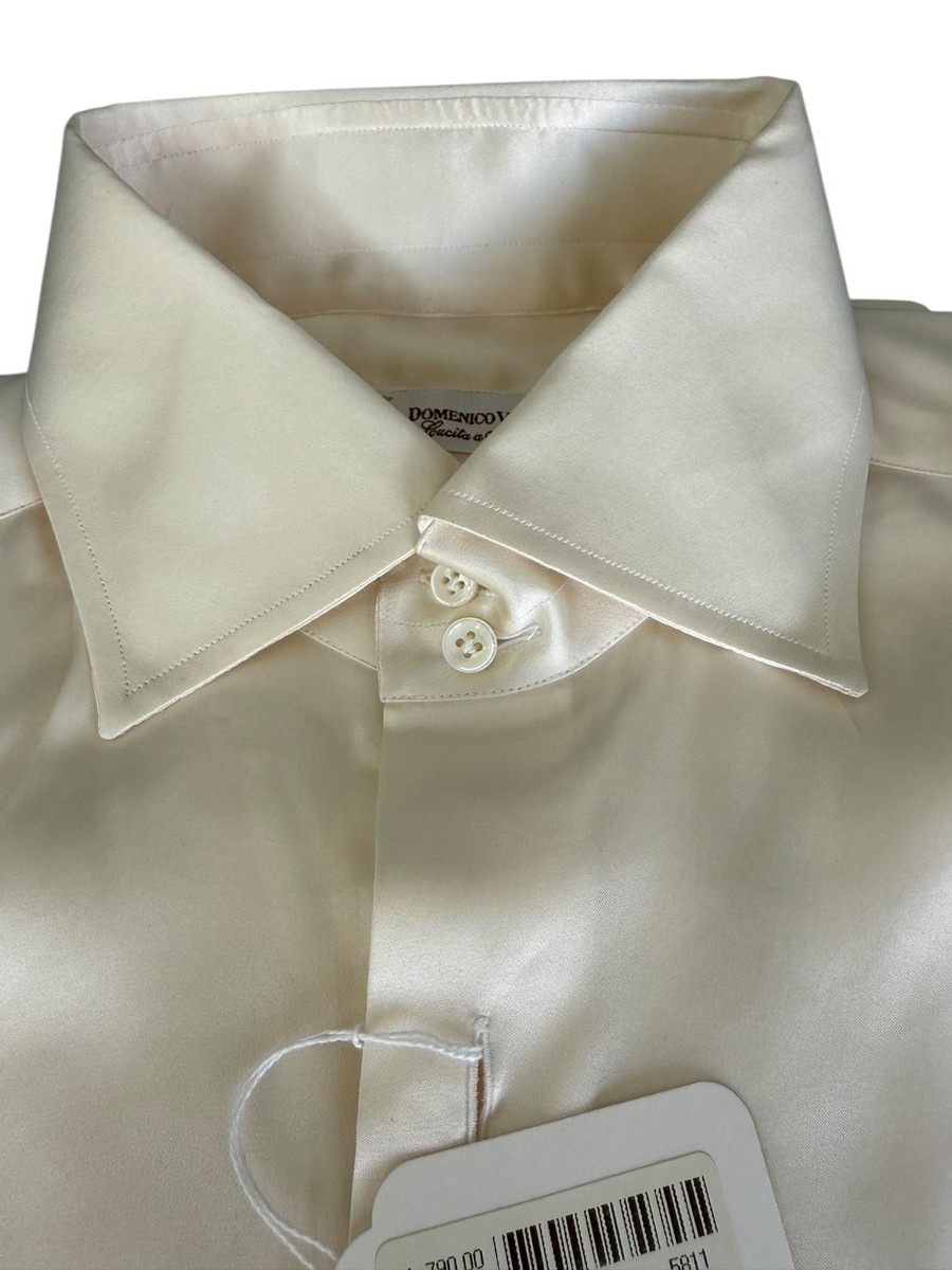 italian silk dress shirts Black silk luxury shirt, open collar, handmade in Italy