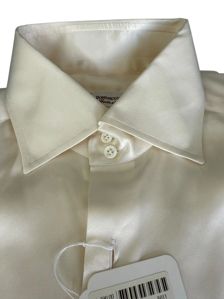 Camisa de Vestir Domenico Vacca Light Champagne 100% Seda - Talla 40 Hecha en Italia Foto 2 de 4