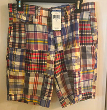 Polo Ralph Lauren Classic Fit 9" Madras Plaid Cotton Chino Shorts Pockets Multi