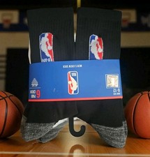 NBA Logoman Long Crew Men's Basketball Socks Black Gray White (Sizes 6-12) 6prs
