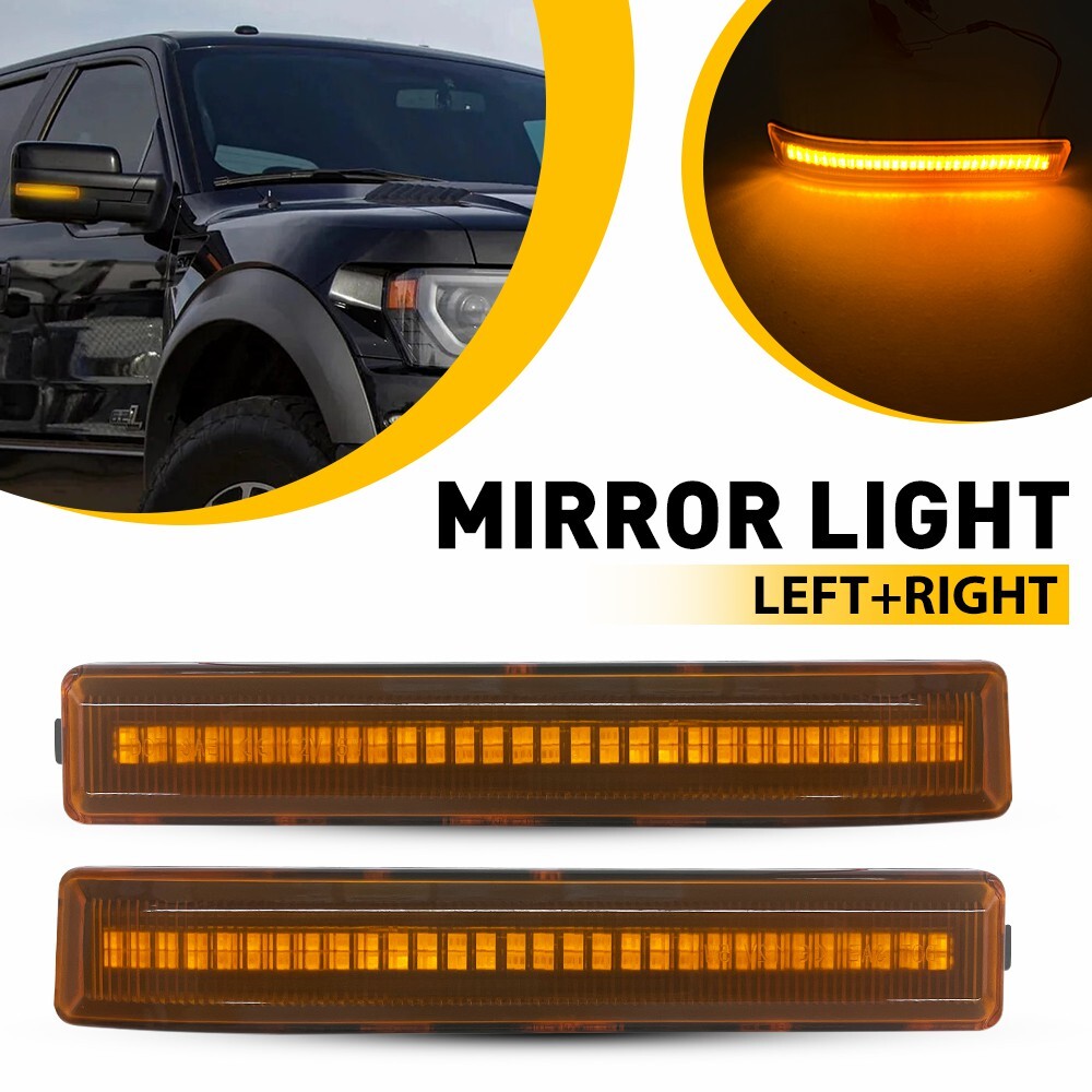 2X Lens Amber Side LED Lamp Mirror Signal Indicator Fit Light 09-14 Ford F-150