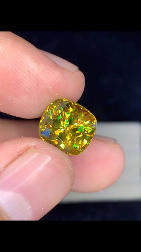 3.70 Ct Natural Full Fire Sphene Titanite Cushion Cut Gemstone For Jewellery - Picture 4 of 6