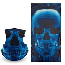 Neck Gaiter Blue Skull Face Mask Sun Shield Headband Bandana Balaclava Do Rag