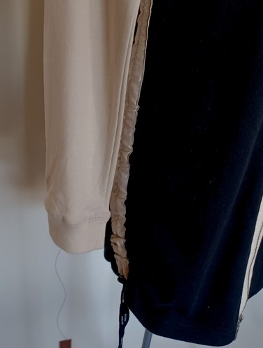 HOODIE SWEATSHIRT SPORT TOP SMALL S LONG LINE BLACK BEIGE ZIP BCBG MAXAZRIA - Picture 5 of 11
