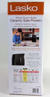 Lasko 1500W Ceramic Whole Room Space Heater w/ Remote, CC18306,  Black/Silver NEW 46013777409 | eBay