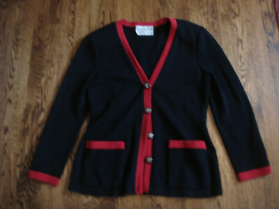 ADOLFO AT SAKS FIFTH AVENUE BLACK with RED CARDIGAN JACKET NO SIZE