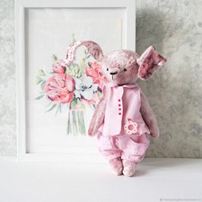 Artist Handmade Teddy bunny . Stuffed Bunny. OOAK art
