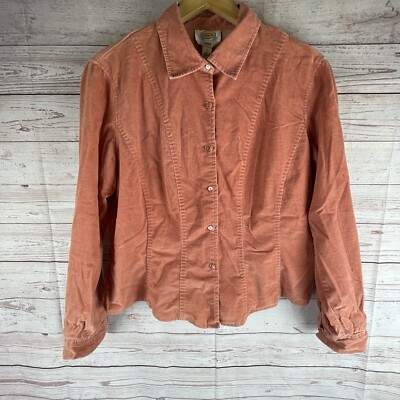 Talbots Stretch Corduroy Shirt Sz L Top Classic Button Down Blouse
