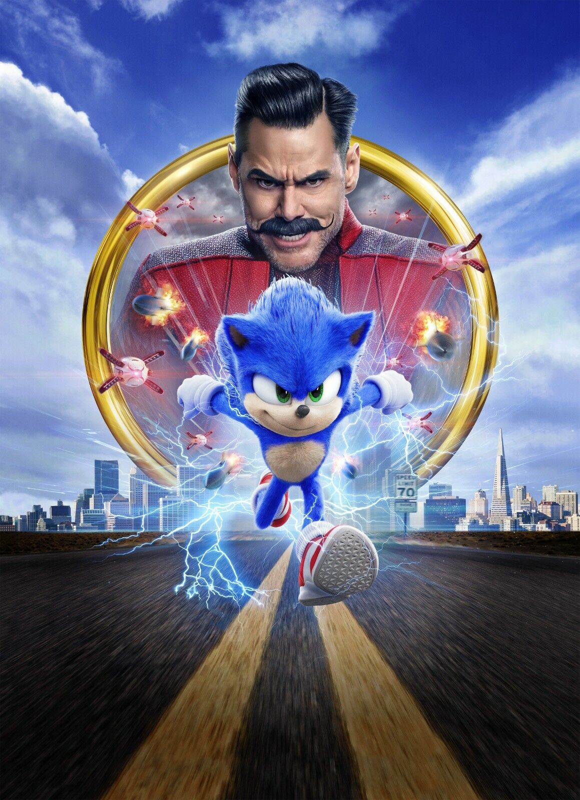 SONIC THE HEDGEHOG TEXTLESS MOVIE POSTER FILM A4 A3 A2 A1 PRINT CINEMA