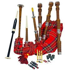 Great Highland Scottish Bagpipe Royal Stewart Tartan 100 Playable W/Free Bag