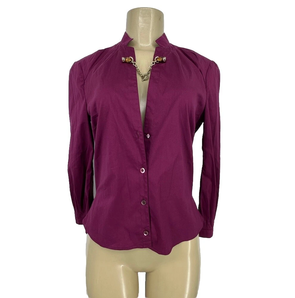 Chemisier femme Gucci taille 40 boutonné avec détail bambou cropped D11