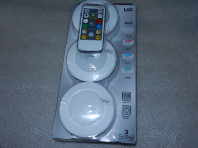 one new 3-pack Defiant Remote Control LED Color Changing Puck Light ...