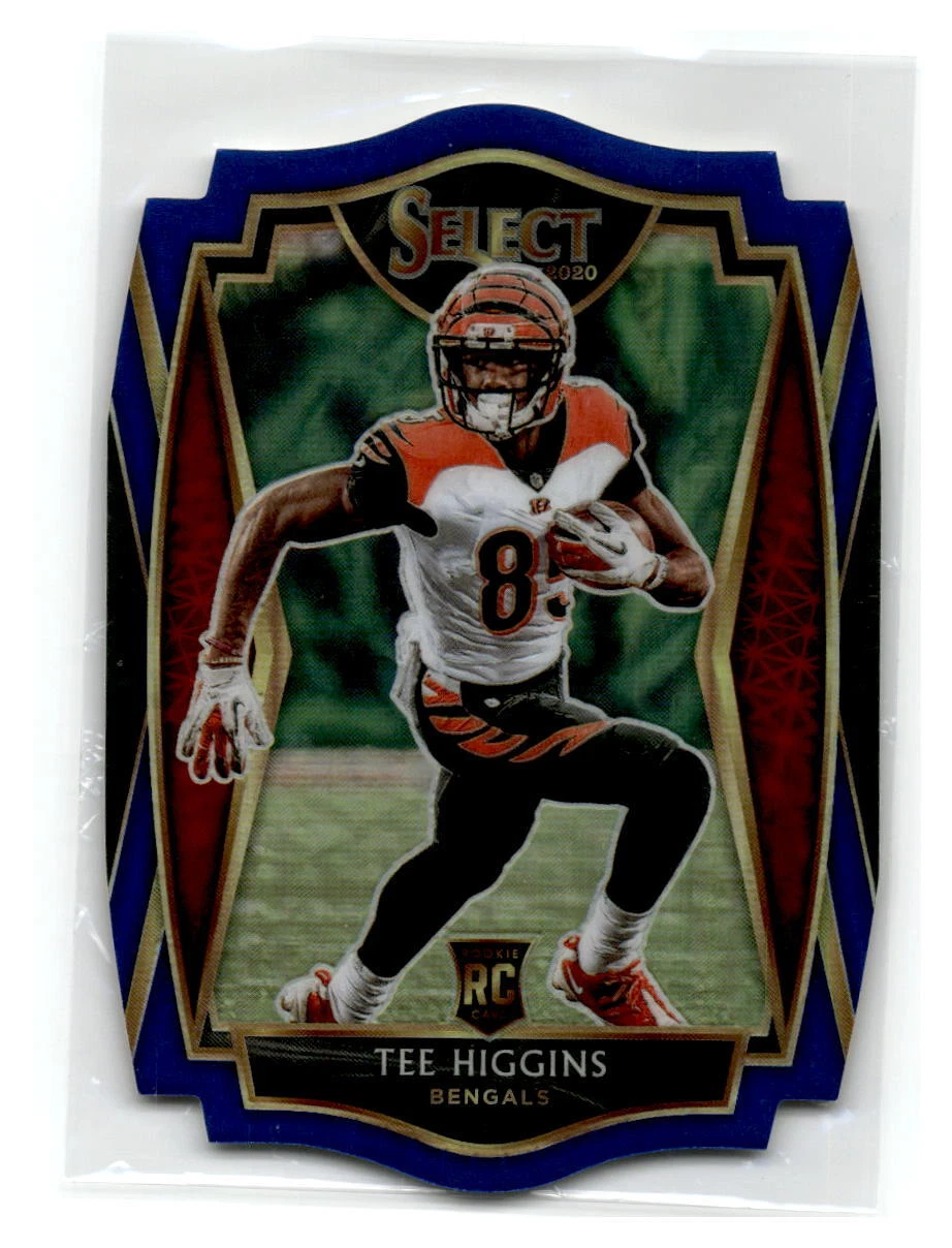 2020 Panini Select - #160 - Tee Higgins Blue Prizm Die Cut RC - Bengals